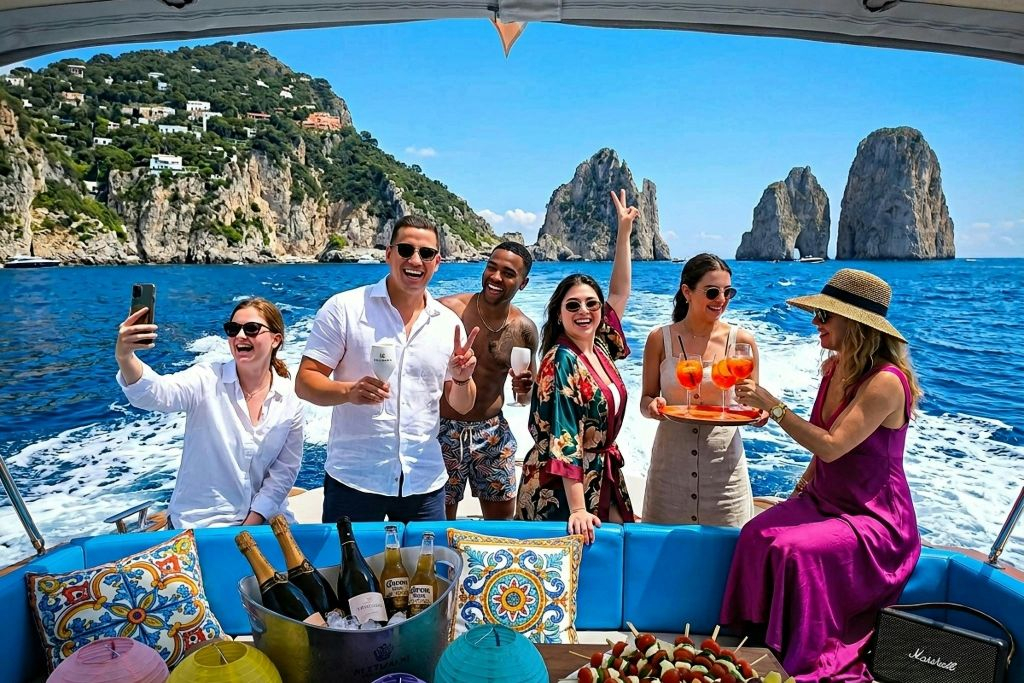 Capri: Tour guidato in barca + Brunch + Drink