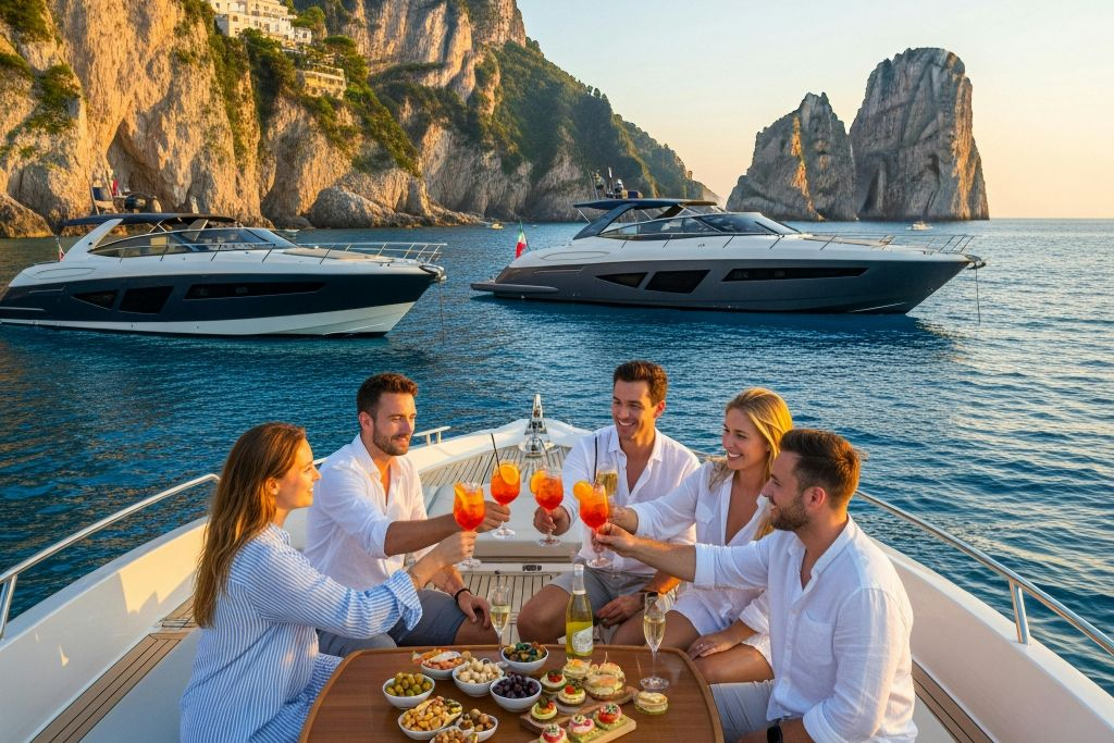 Capri: Tour guidato in barca + Brunch + Drink