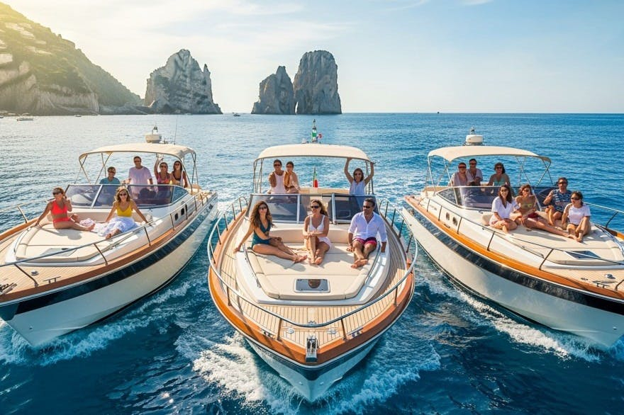 Capri: Tour guidato in barca da Sorrento + Brunch + bevande