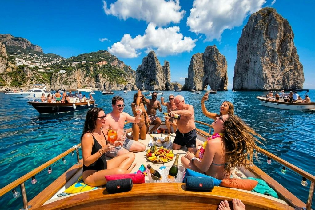 Capri: Tour guidato in barca + Brunch + Drink