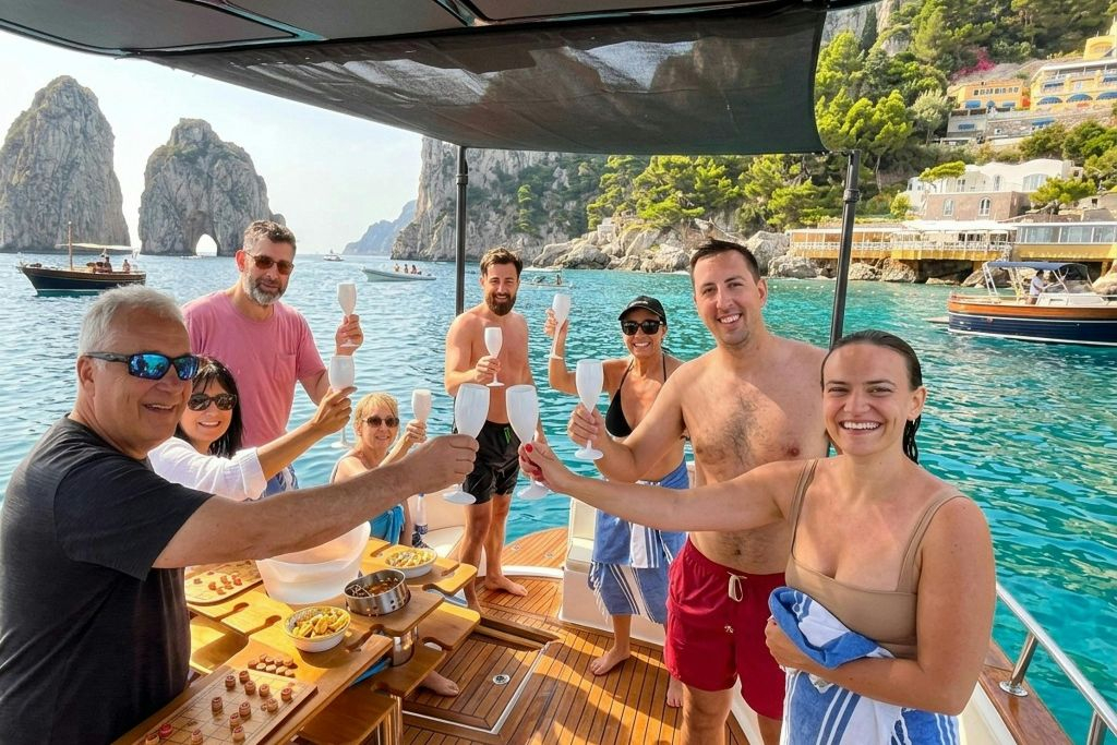 Capri: Tour guidato in barca + Brunch + Drink