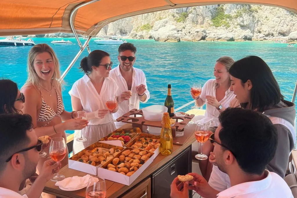 Capri: Tour guidato in barca + Brunch + Bevande + Snorkeling