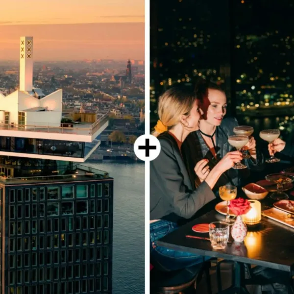 A'DAM Lookout: Billet d'entrée + déjeuner ou dîner à Madam Amsterdam