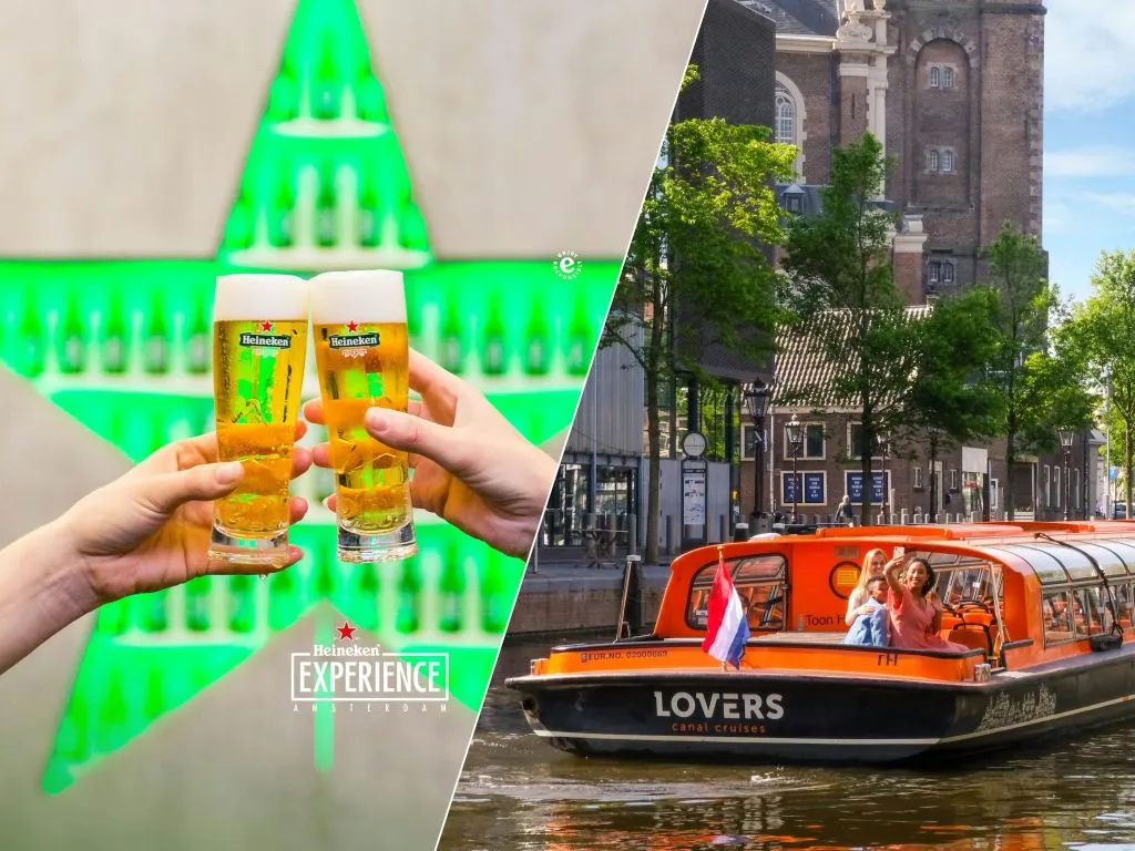 Amsterdam : Croisière touristique d'1h & Billet d'entrée à Heineken Experience