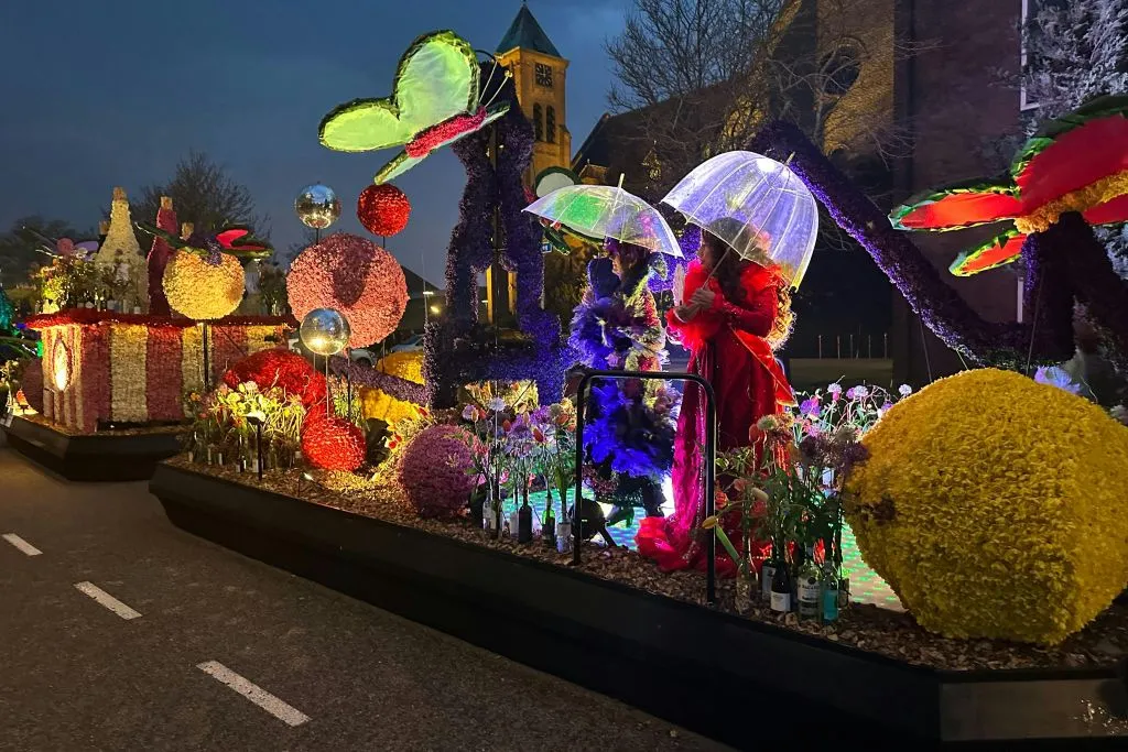 Keukenhof e desfile de flores: bilhete de entrada + caminhada iluminada à noite