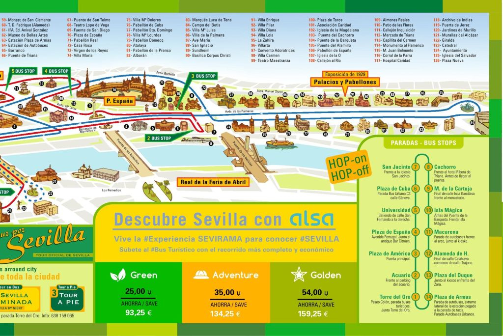 Séville : Visite en bus + croisière + spectacle de flamenco + visite guidée de la ville