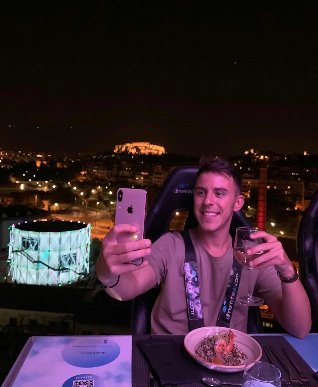 Atenas: Jantar de 6 pratos no céu