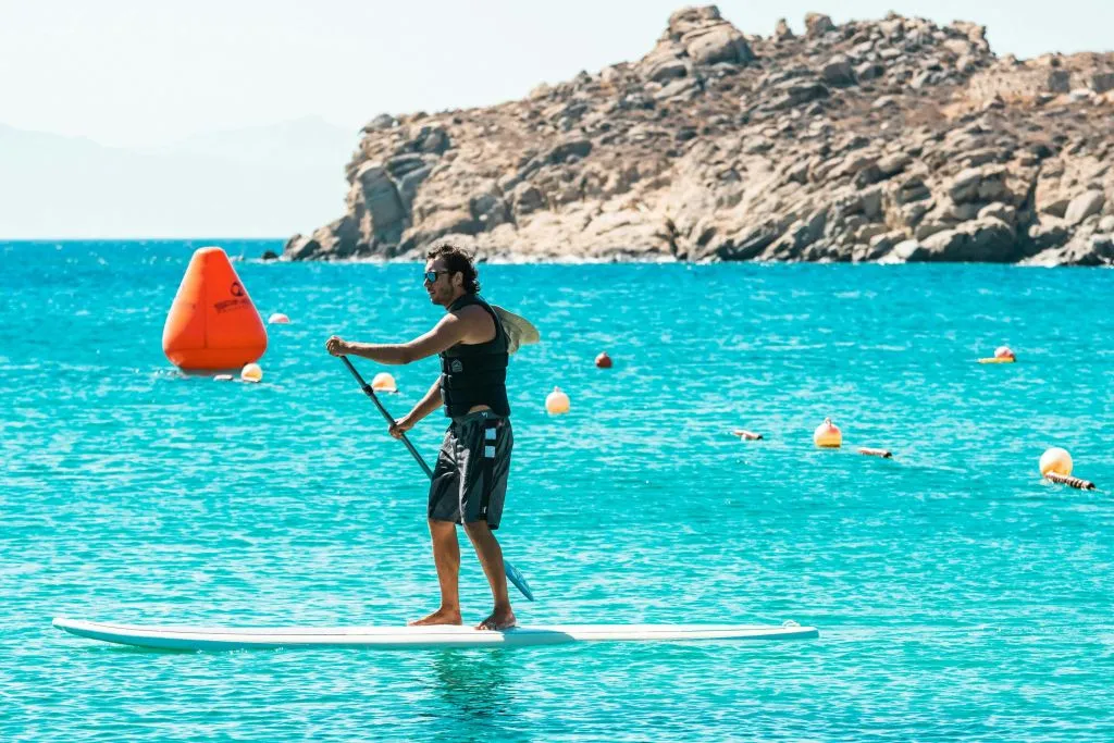 Mykonos Super Paradise Beach: noleggio kayak e pagaia